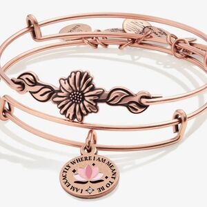 NWT Rare Alex Ani I Am Exactly Where I Am Meant To Be Flower Set Rose Gold